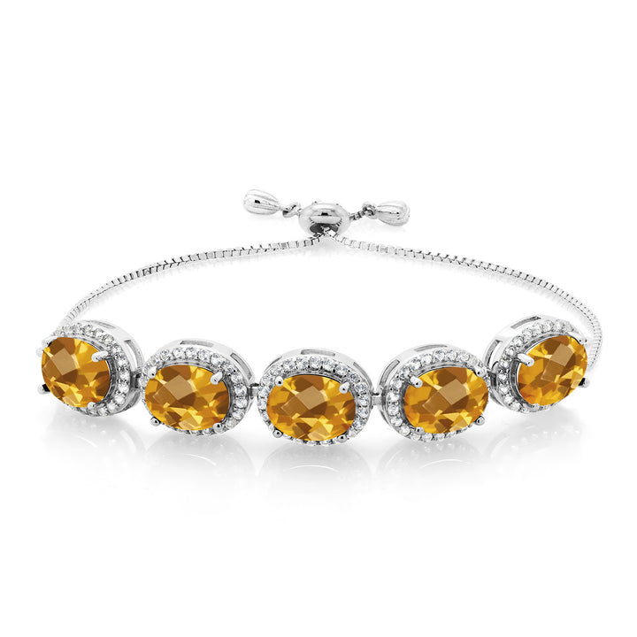 Citrine-Checkerboard - November_Bracelet in 925 Sterling Silver