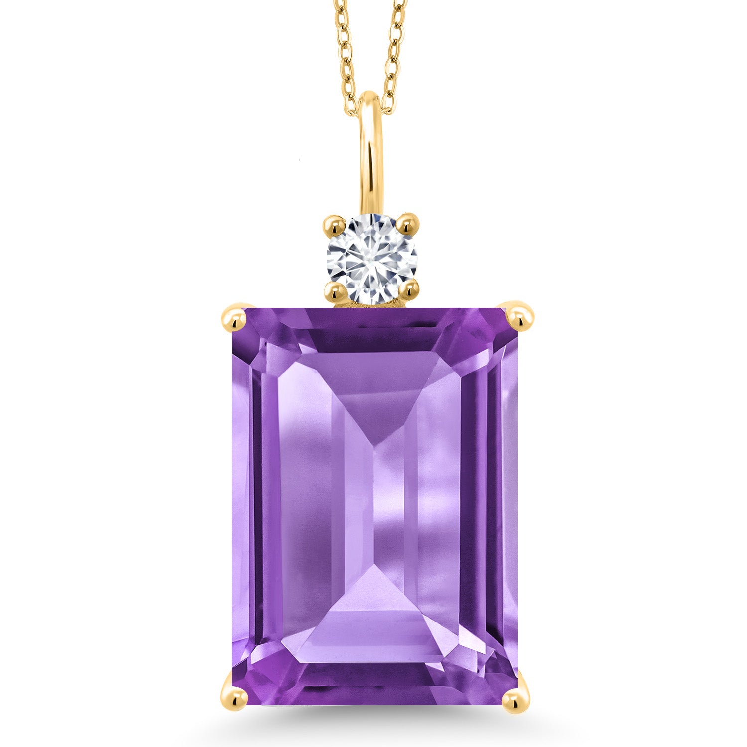 Amethyst - February_Pendant in 925 Yellow Gold Plated Silver