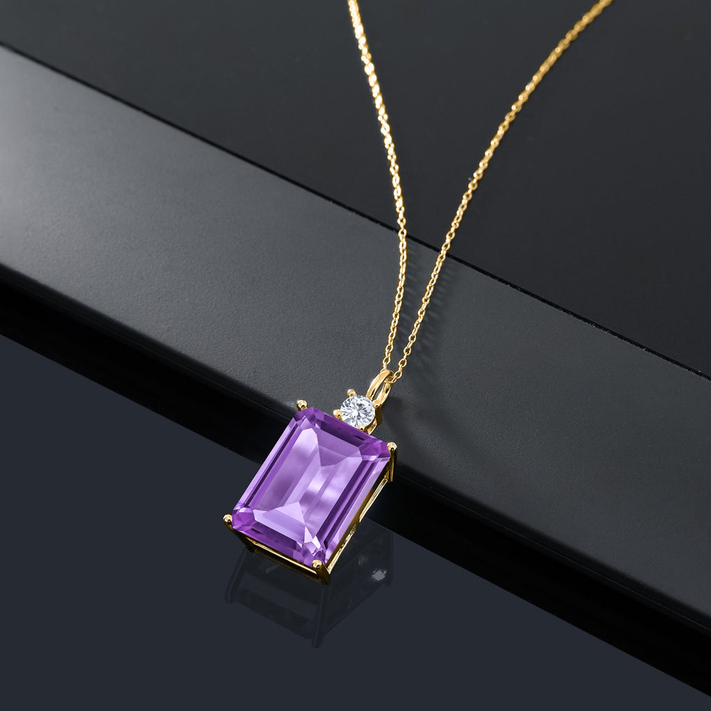 Amethyst - February_Pendant in 925 Yellow Gold Plated Silver