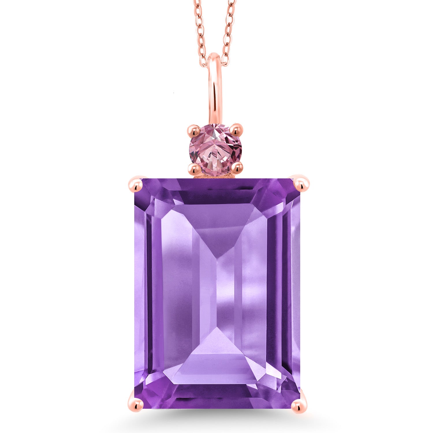 Amethyst - February_Pendant in 925 Rose Gold Plated Silver