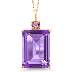 Amethyst - February_Pendant in 18K Yellow Gold Plated Silver