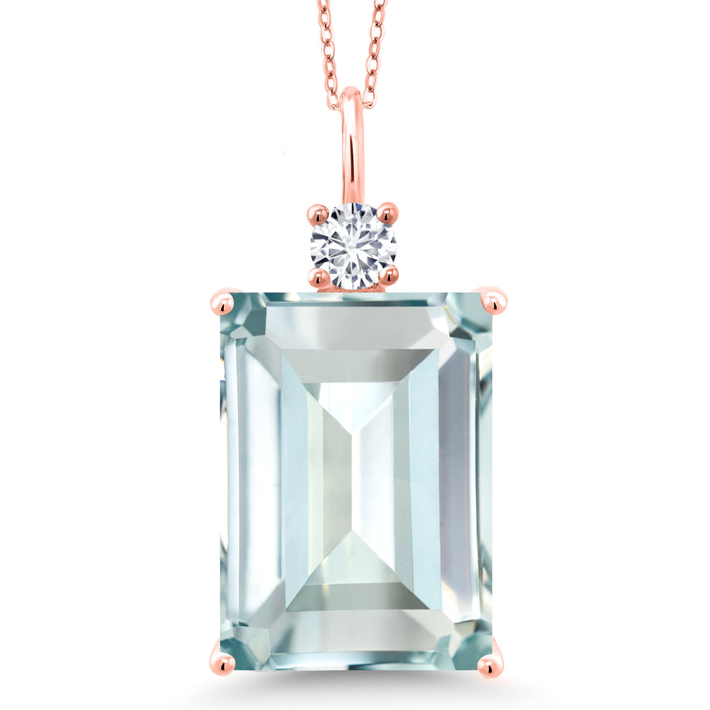 Created Aquamarine_Pendant in 18K Rose Gold Plated Silver