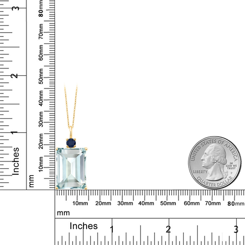 Created Aquamarine - March_Pendant in 925 Yellow Gold Plated Silver