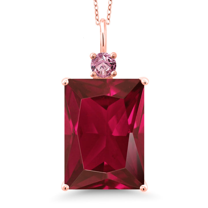 Created Ruby - July_Pendant in 925 Rose Gold Plated Silver