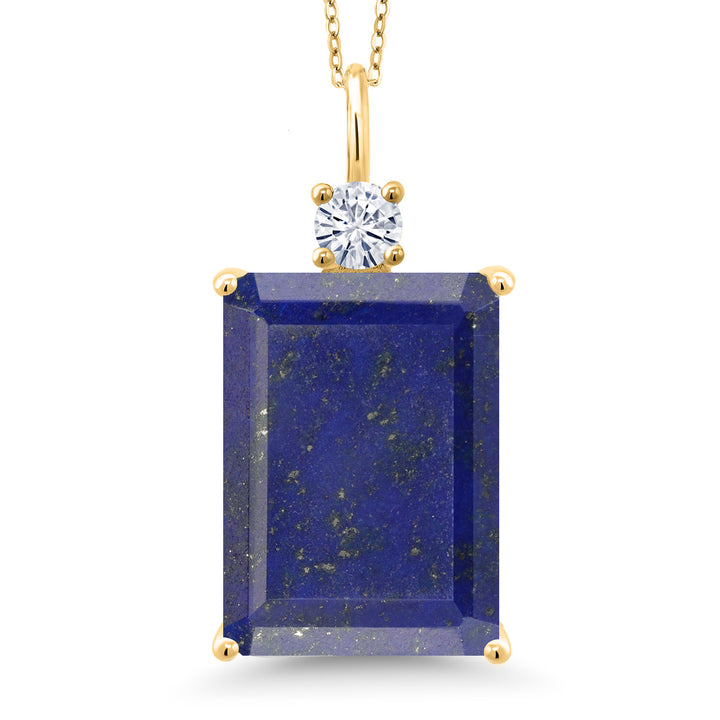 Blue Lapis_Pendant in 925 Yellow Gold Plated Silver