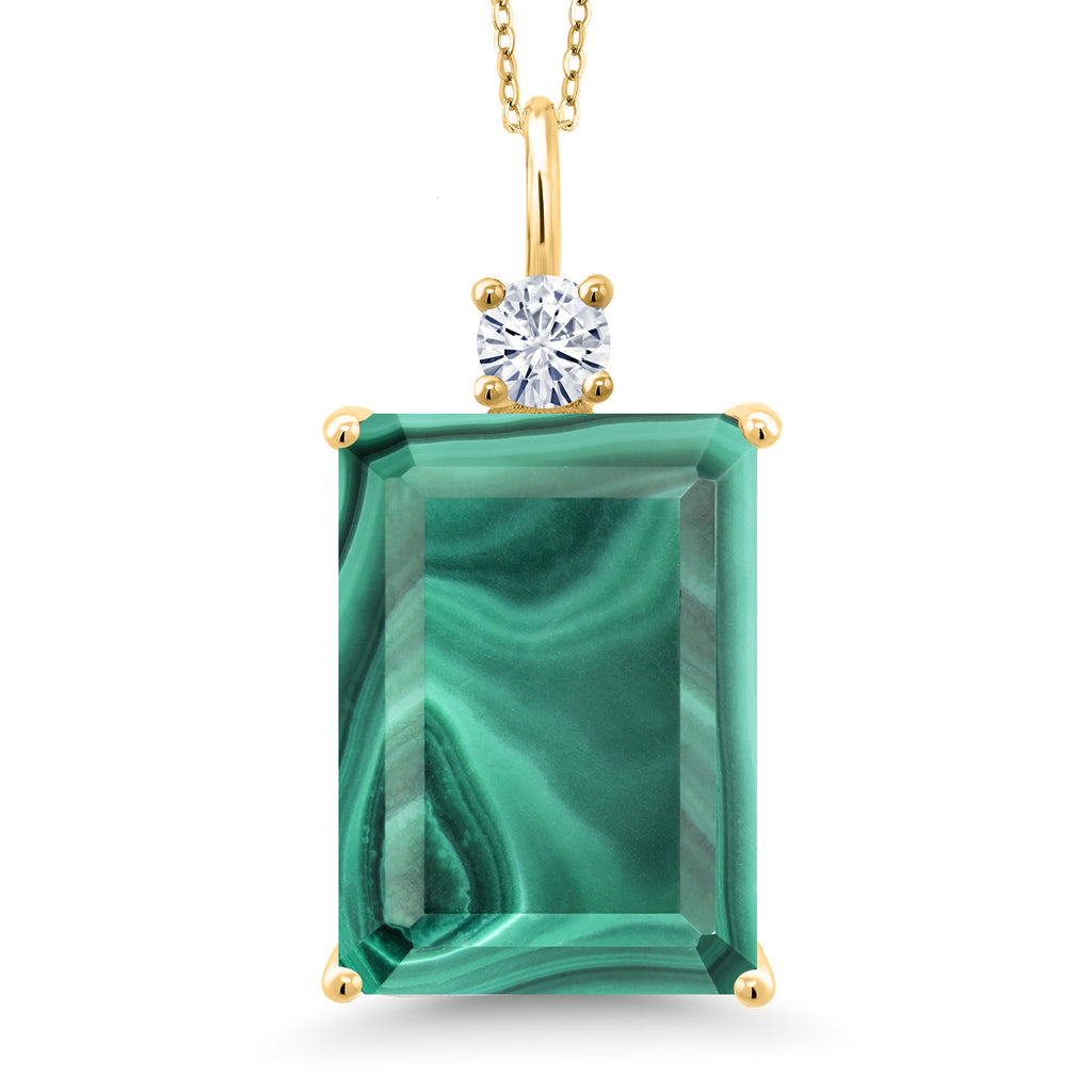 Malachite_Pendant in 18K Yellow Gold Plated Silver