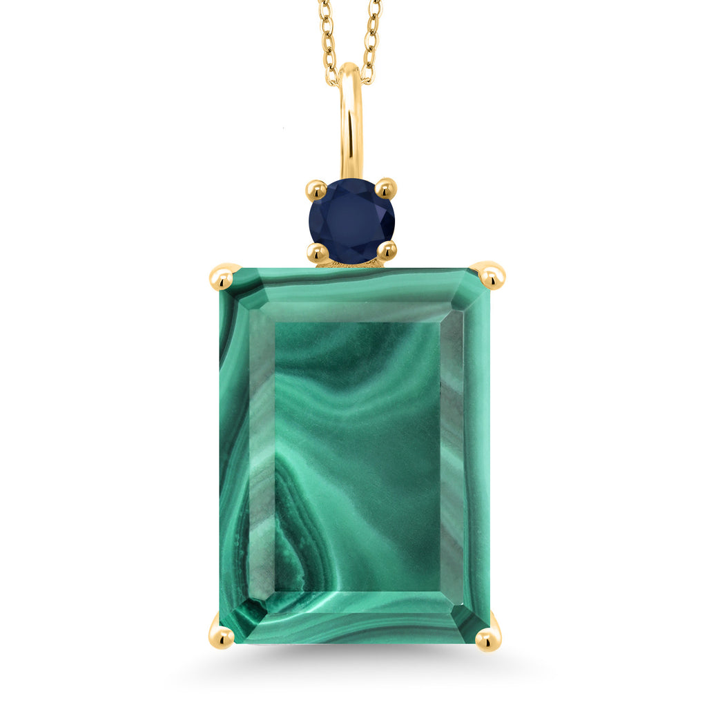 Malachite_Pendant in 18K Yellow Gold Plated Silver