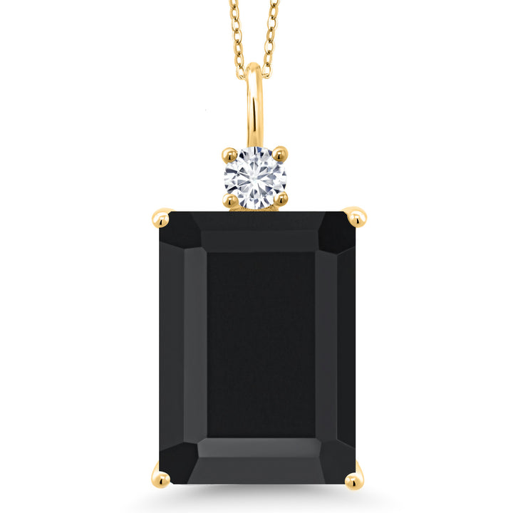 Onyx - December_Pendant in 925 Yellow Gold Plated Silver