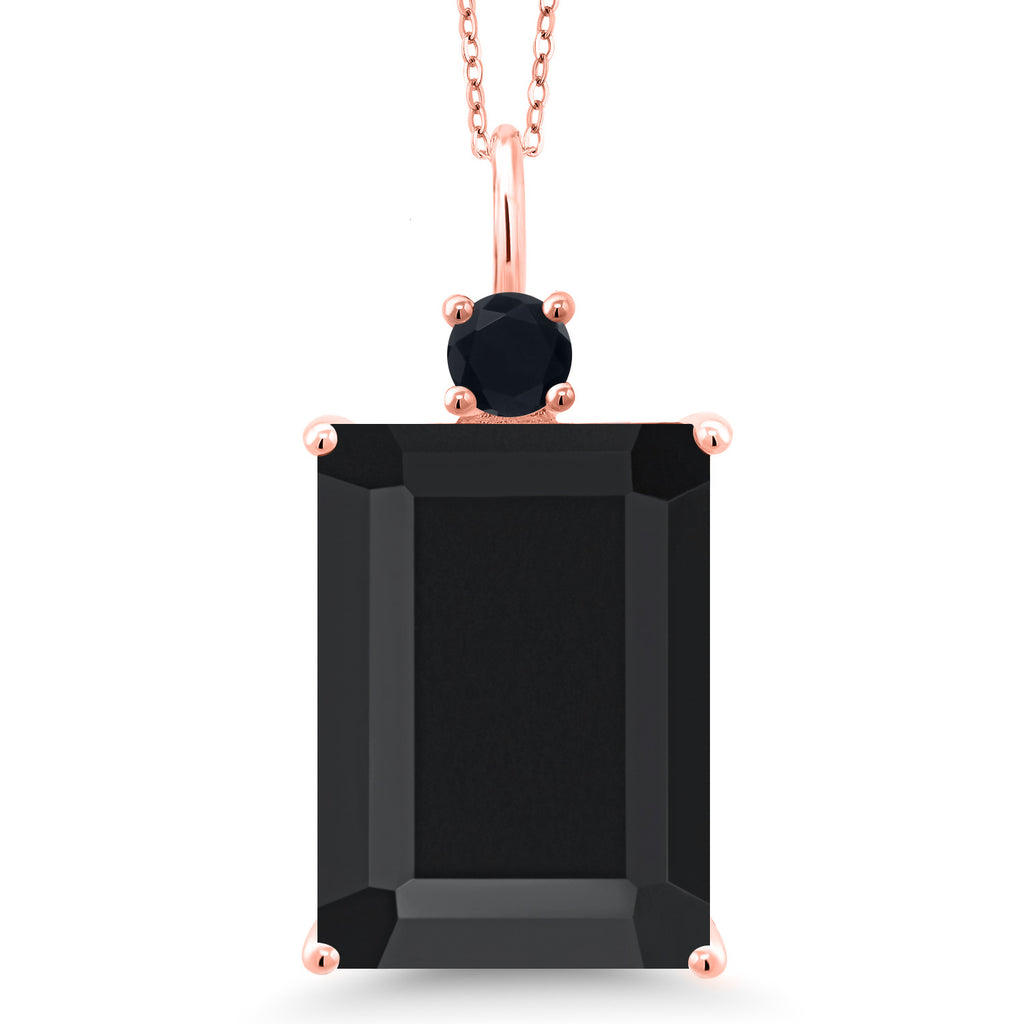 Gem Stone King Emerald Cut Gemstone Birthstone Pendant Necklace for Women | 18K Rose Gold Plated Silver | With 18 Inch Chain | Fine Jewelry for Her Mom Wife