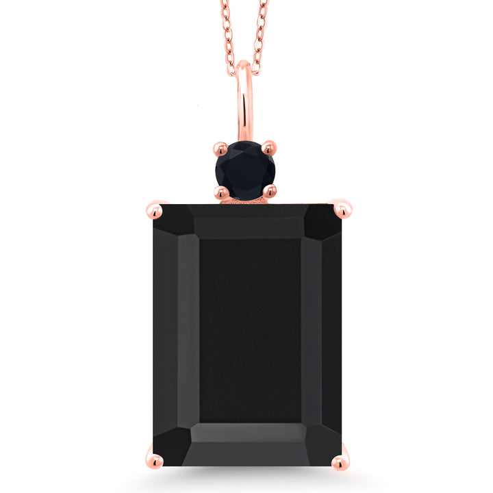 Gem Stone King Emerald Cut Gemstone Birthstone Pendant Necklace for Women | 18K Rose Gold Plated Silver | With 18 Inch Chain | Fine Jewelry for Her Mom Wife