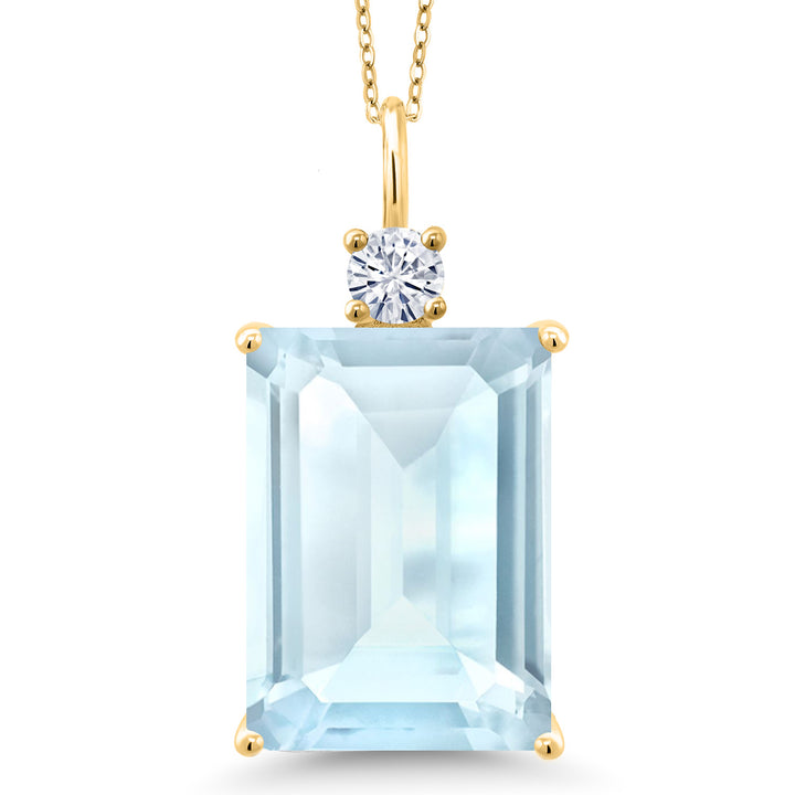 Sky Blue Topaz - November_Pendant in 925 Yellow Gold Plated Silver