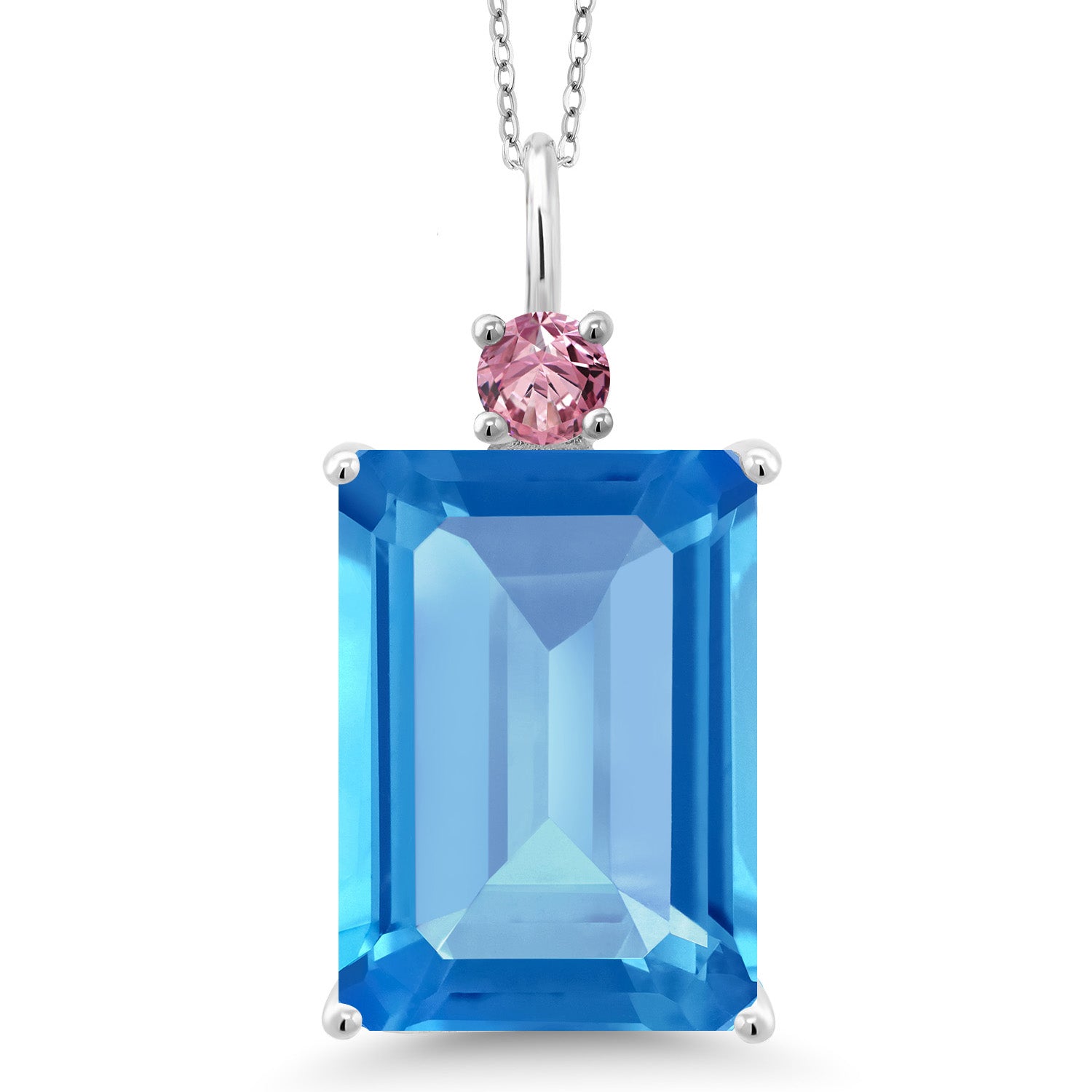 Swiss Blue Topaz - November_Pendant in 925 Sterling Silver