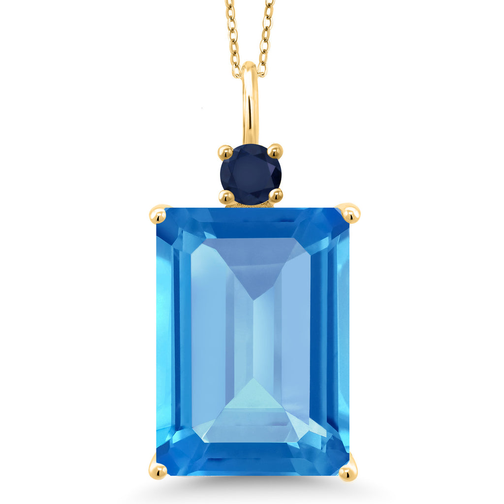 Swiss Blue Topaz_Pendant in 18K Yellow Gold Plated Silver