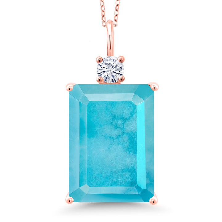 Turquoise_Pendant in 925 Rose Gold Plated Silver
