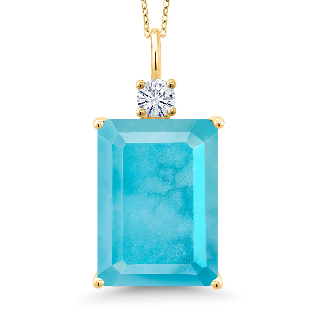 Turquoise_Pendant in 18K Yellow Gold Plated Silver