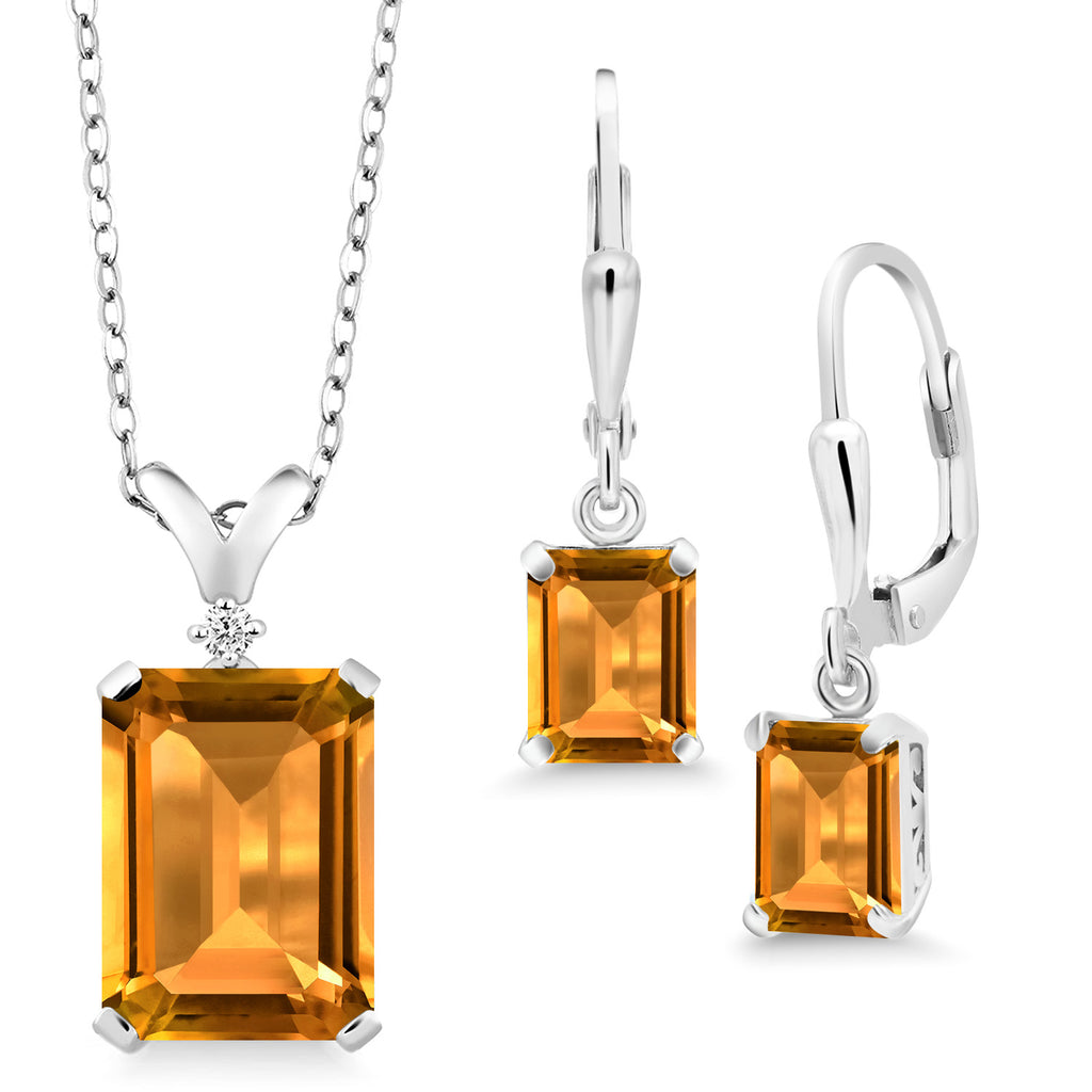 Citrine - November_925 Sterling Silver_Pendant Earrings Set in 925 Sterling Silver
