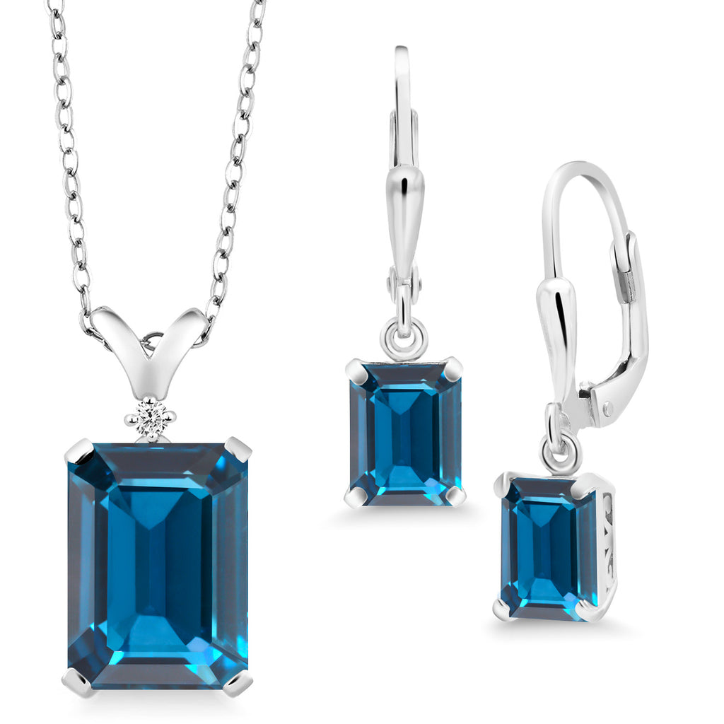 London Blue Topaz - November_925 Sterling Silver_Pendant Earrings Set in 925 Sterling Silver
