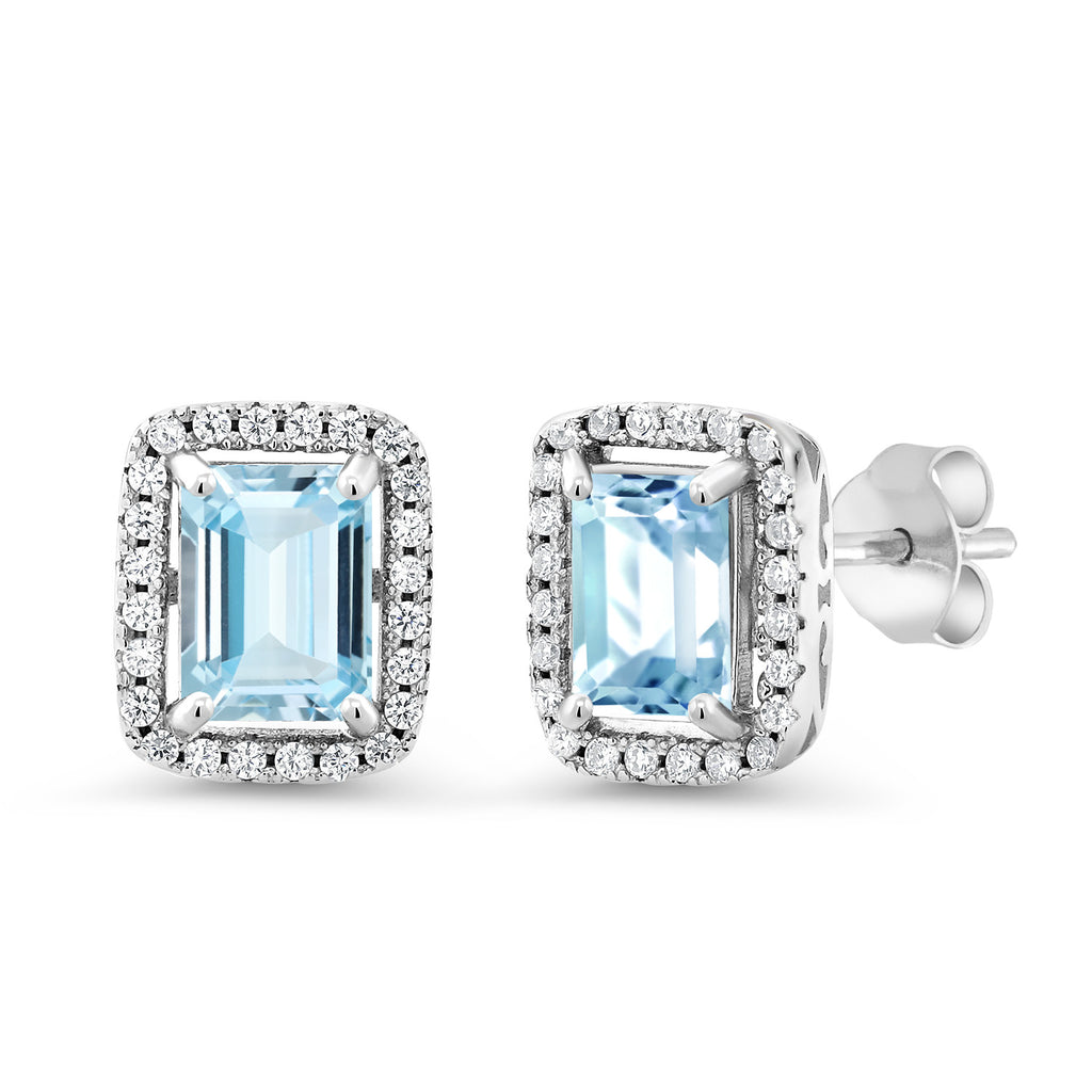 Aquamarine - March_Earrings in 925 Sterling Silver