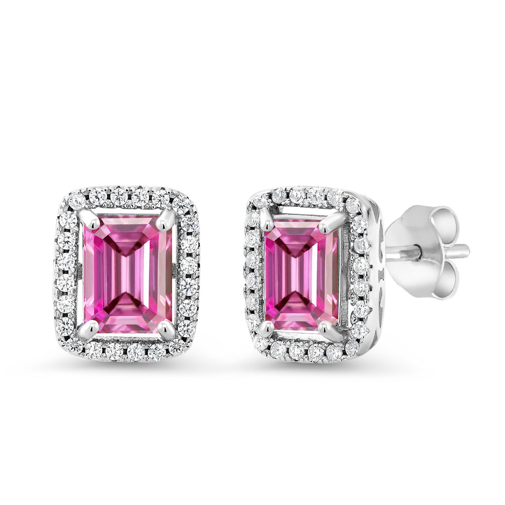 Pink Moissanite - April_Earrings in 925 Sterling Silver