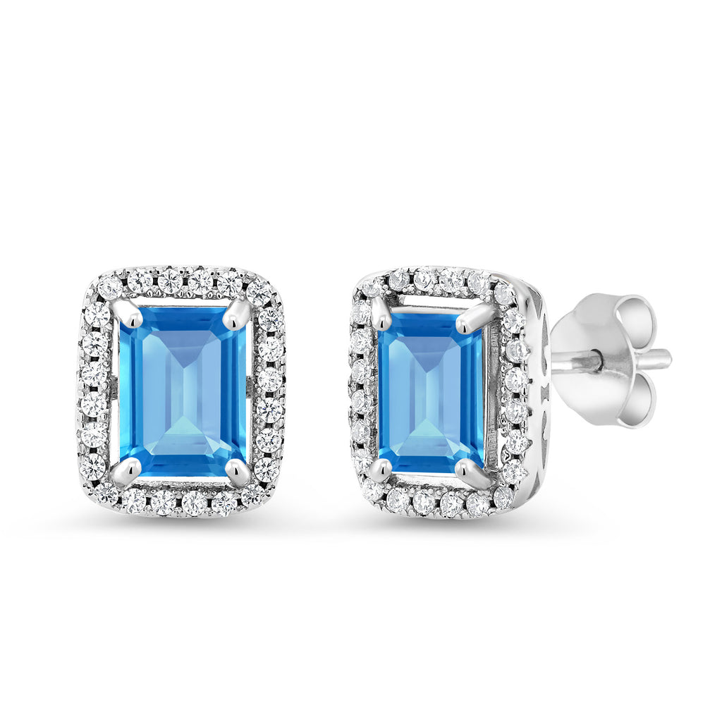 Swiss Blue Topaz - November_Earrings in 925 Sterling Silver