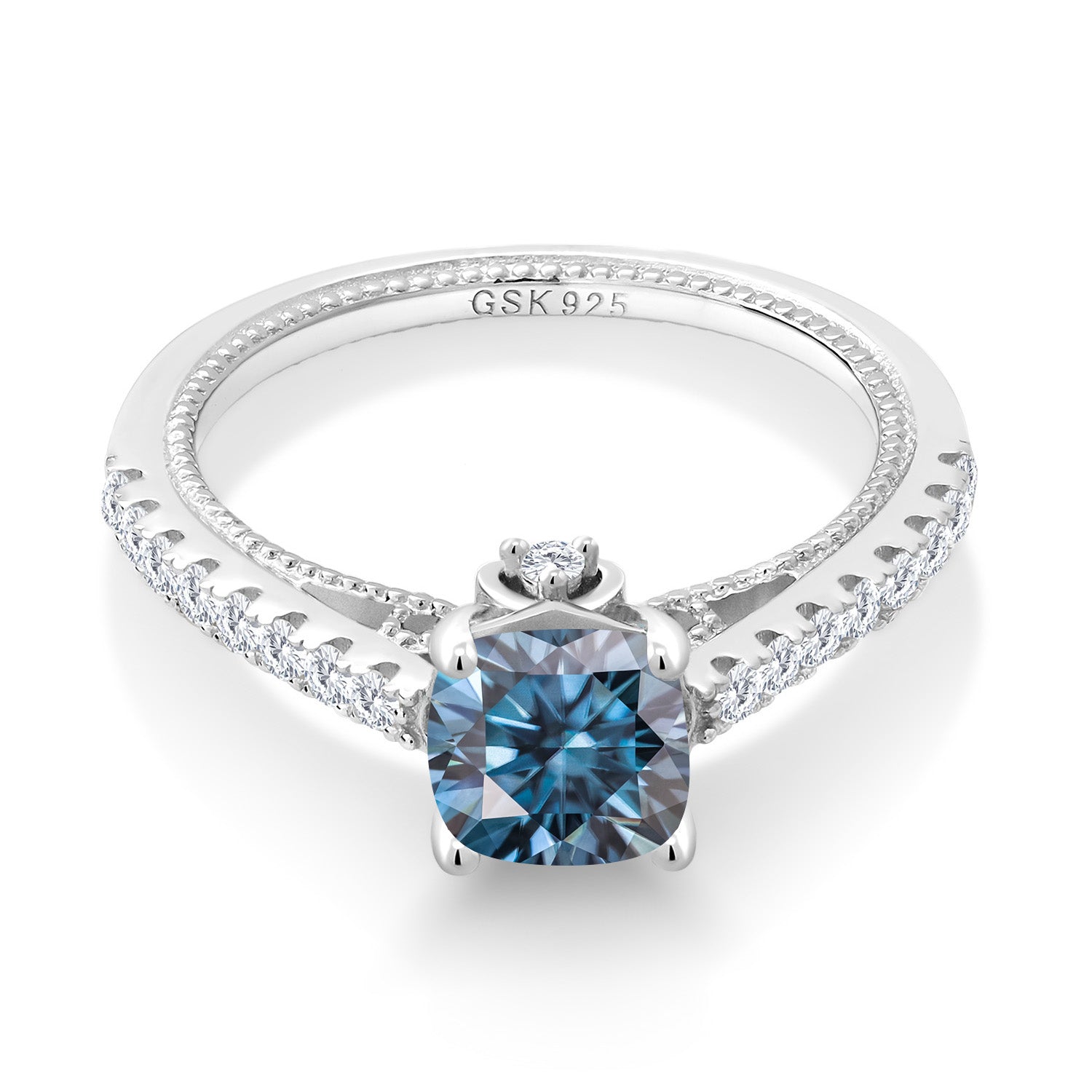 Persian Blue Moissanite - April_6_Ring in 925 Sterling Silver
