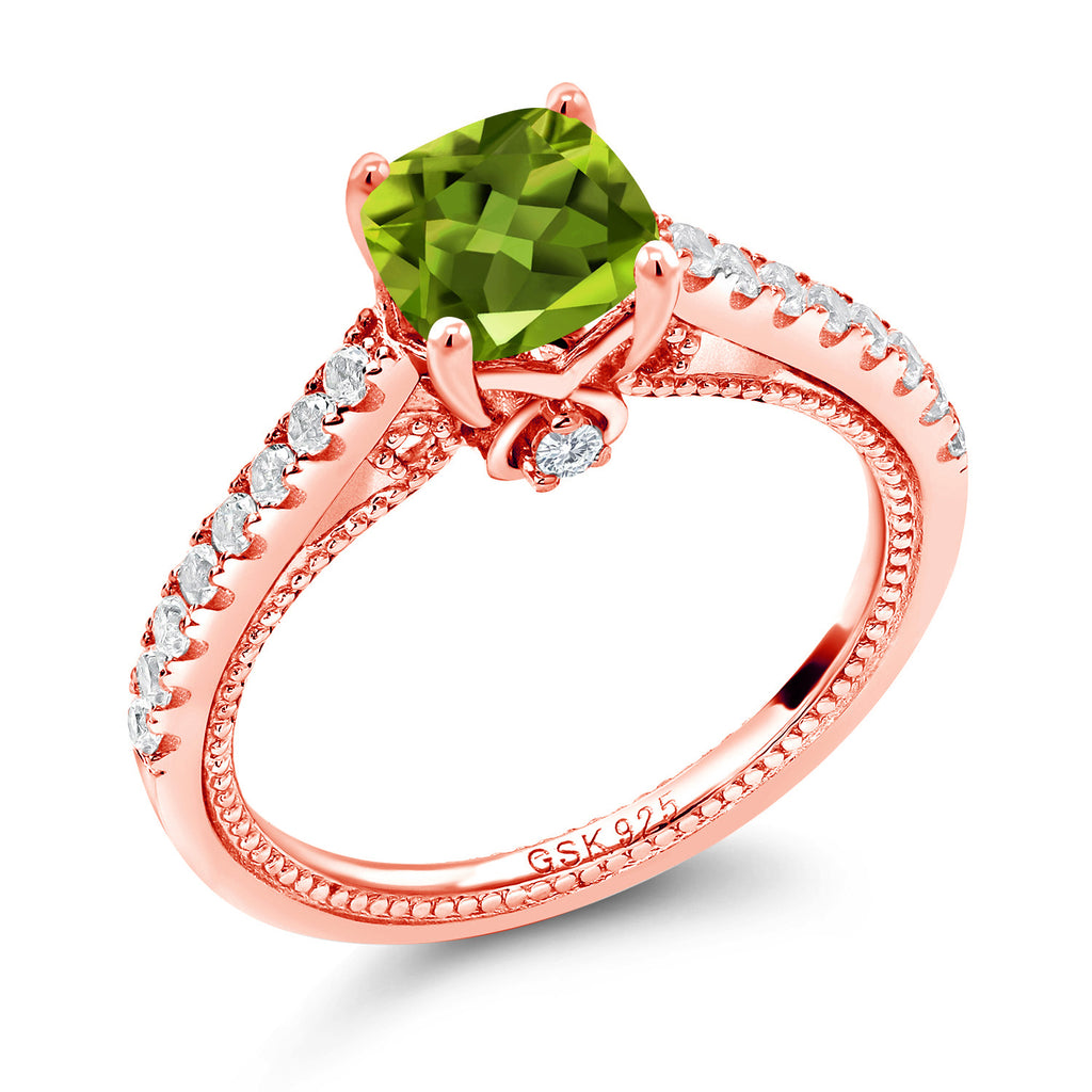 Peridot - August_5_Ring in 925 Rose Gold Plated Silver