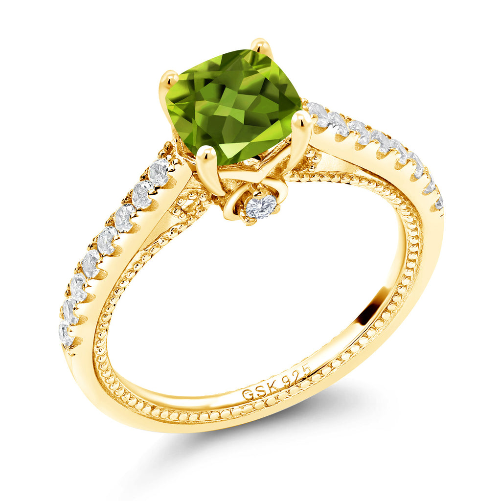 Peridot - August_9_Ring in 925 Yellow Gold Plated Silver