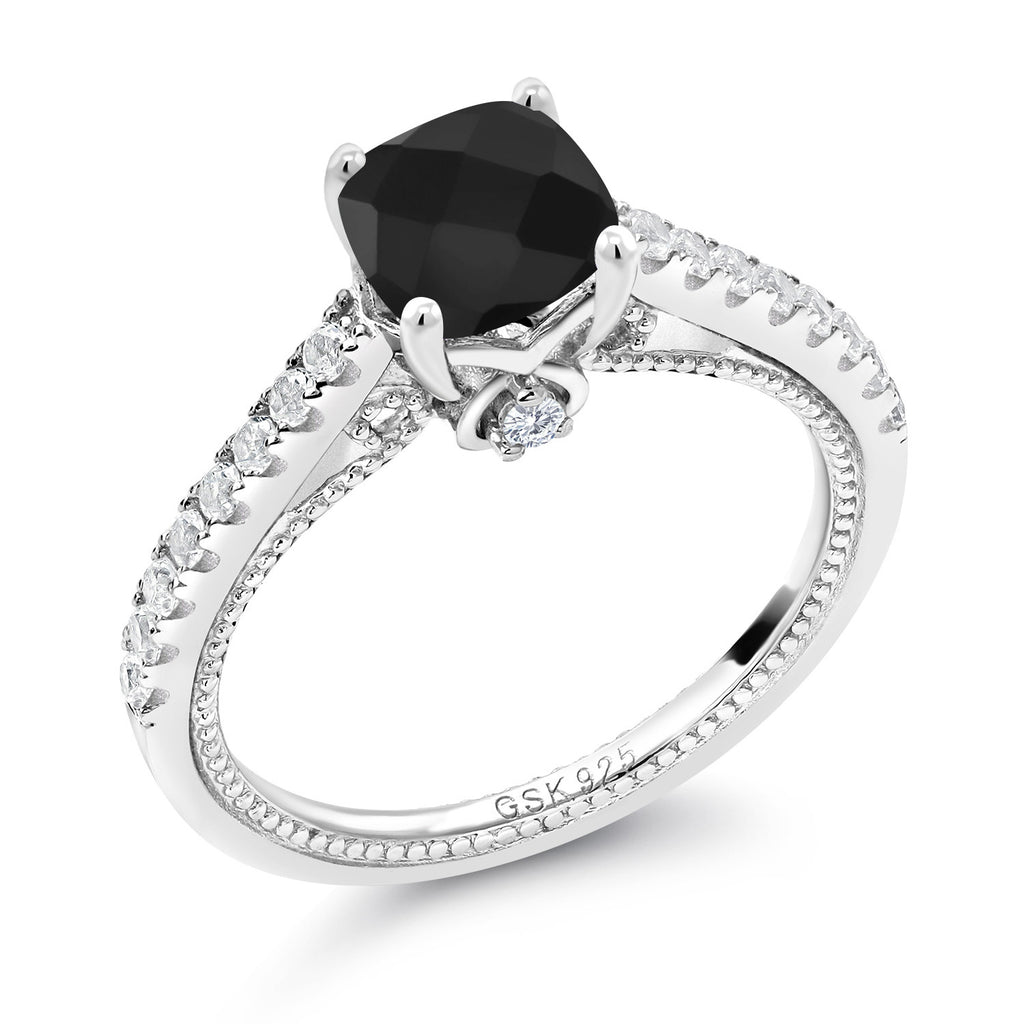 Onyx-Checkerboard - December_6_Ring in 925 Sterling Silver