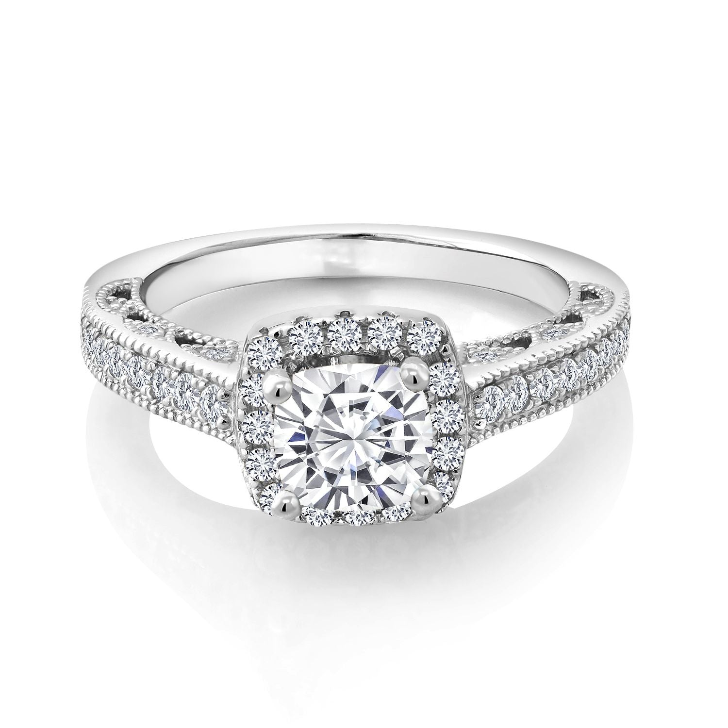 White Moissanite - April_7_Ring in 925 Sterling Silver