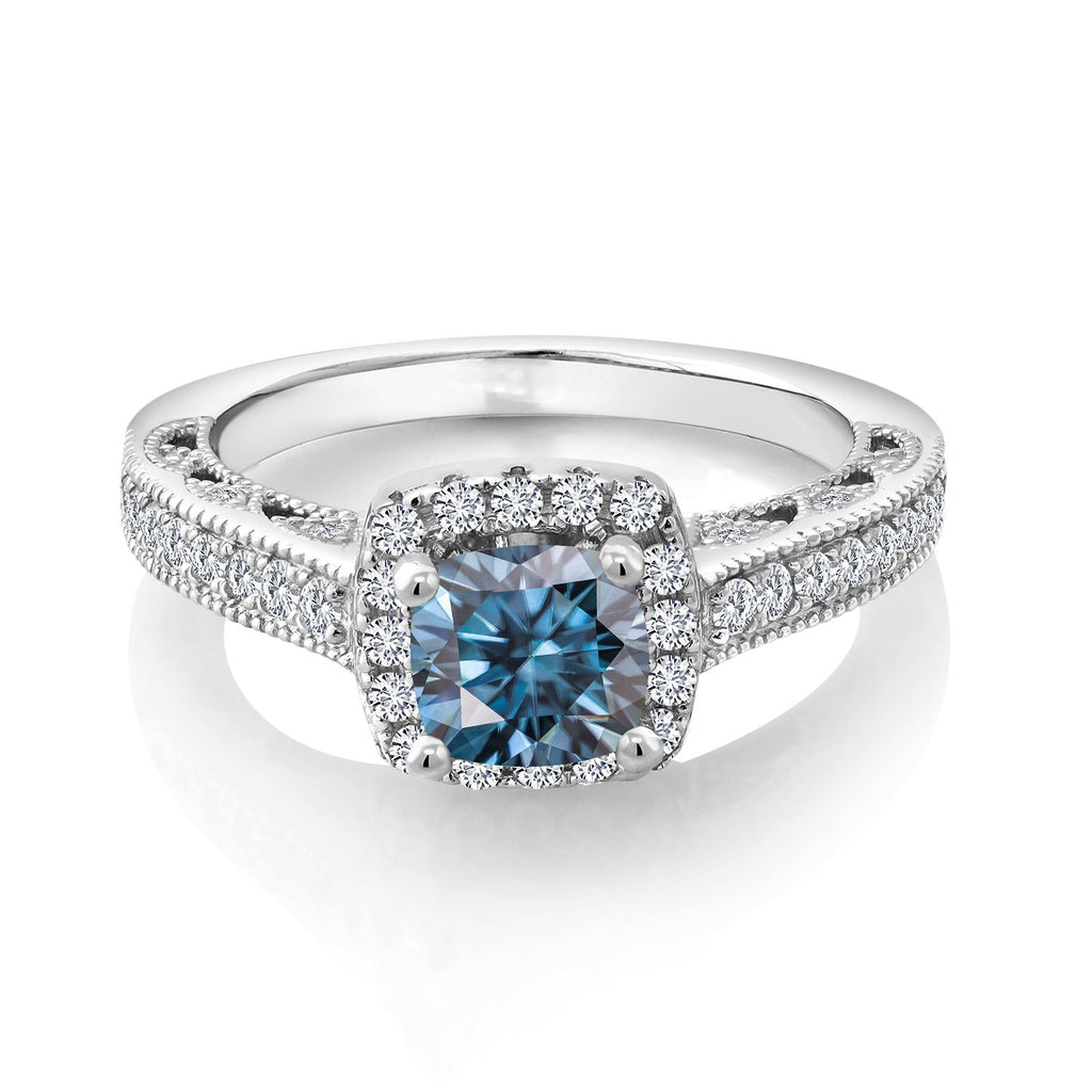 Persian Blue Moissanite - April_7_Ring in 925 Sterling Silver