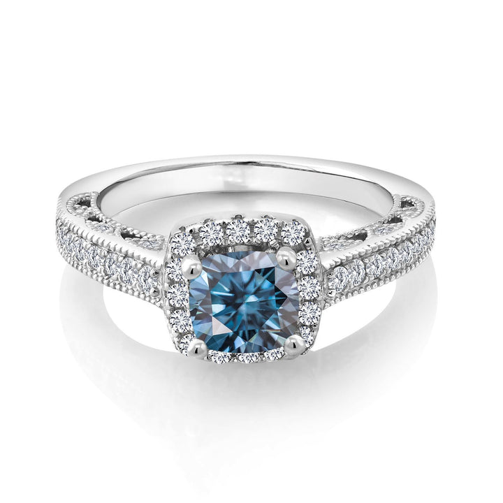 Persian Blue Moissanite - April_8_Ring in 925 Sterling Silver