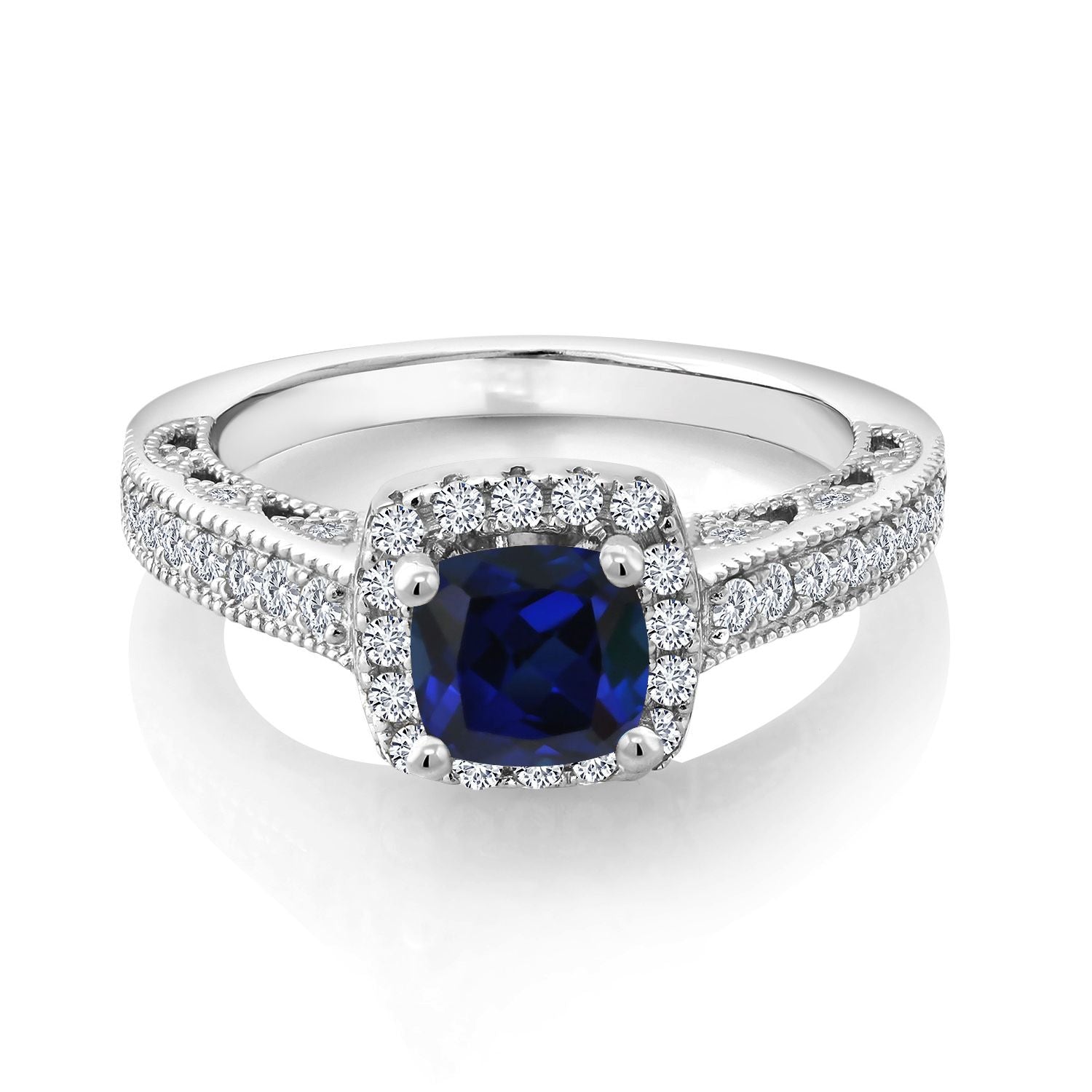 Blue Created Sapphire - September_6_Ring in 925 Sterling Silver