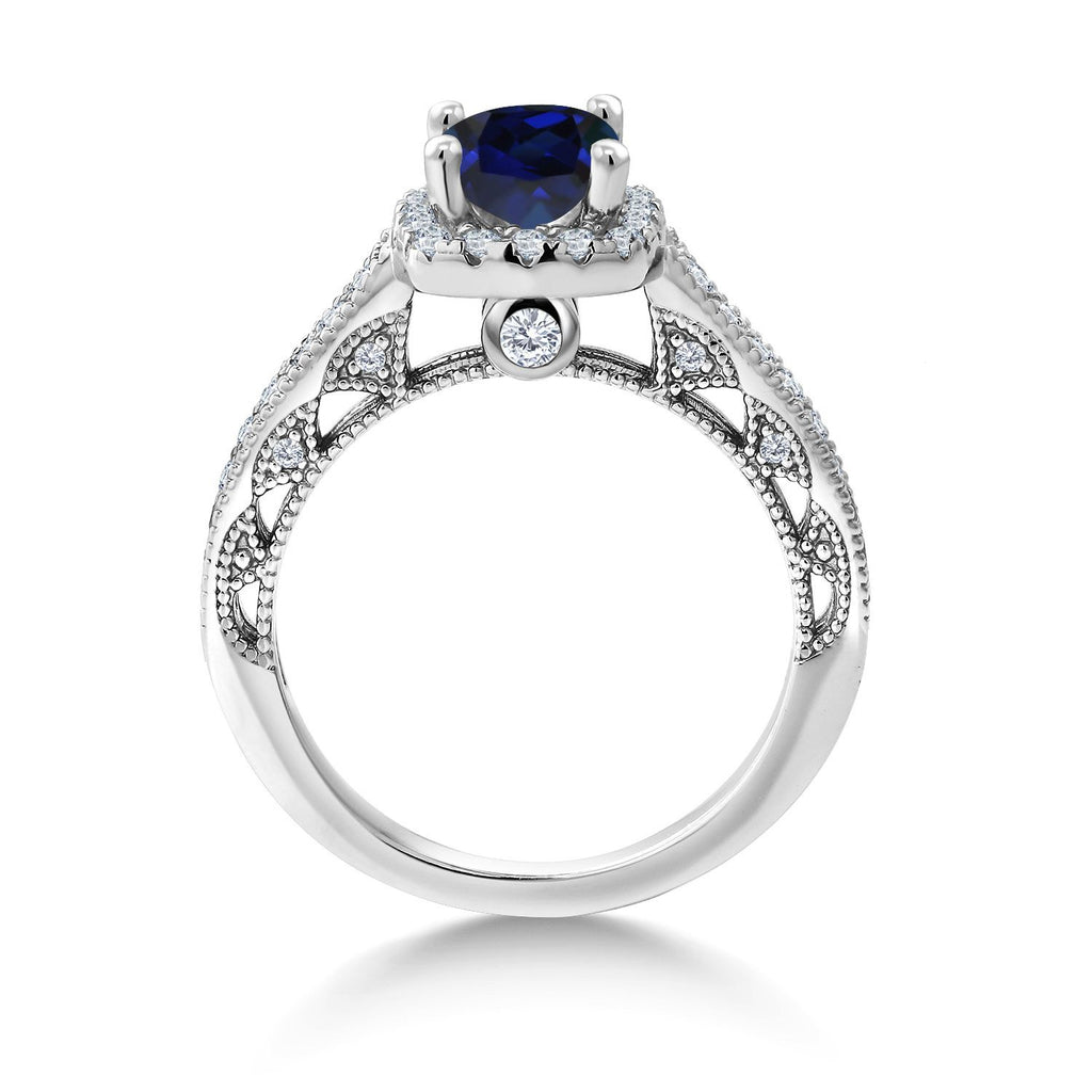 Blue Created Sapphire - September_6_Ring in 925 Sterling Silver