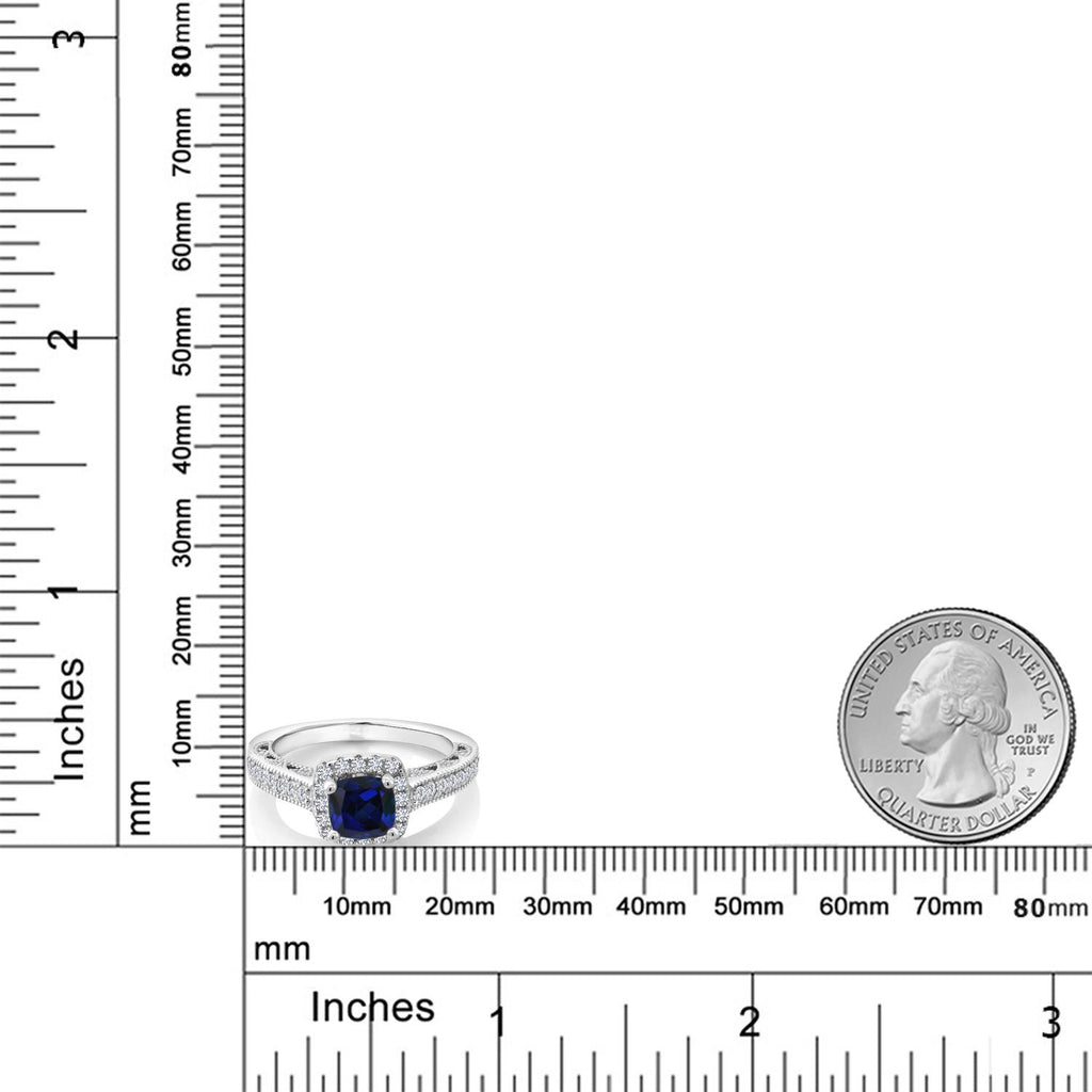 Blue Created Sapphire - September_6_Ring in 925 Sterling Silver