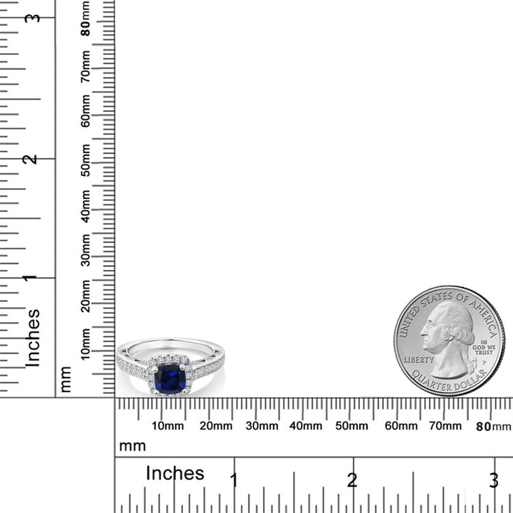 Blue Created Sapphire - September_6_Ring in 925 Sterling Silver