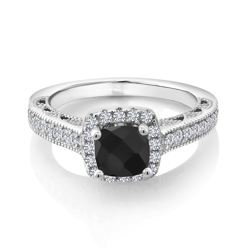 Onyx-Checkerboard - December_9_Ring in 925 Sterling Silver