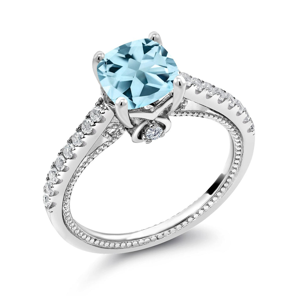 Sky Blue Topaz - November_9_Ring in 925 Sterling Silver