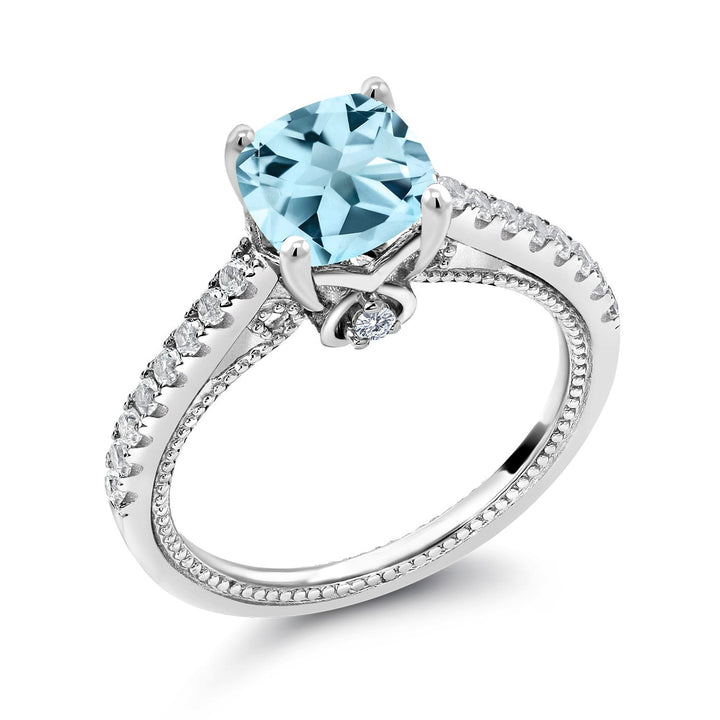 Sky Blue Topaz - November_8_Ring in 925 Sterling Silver
