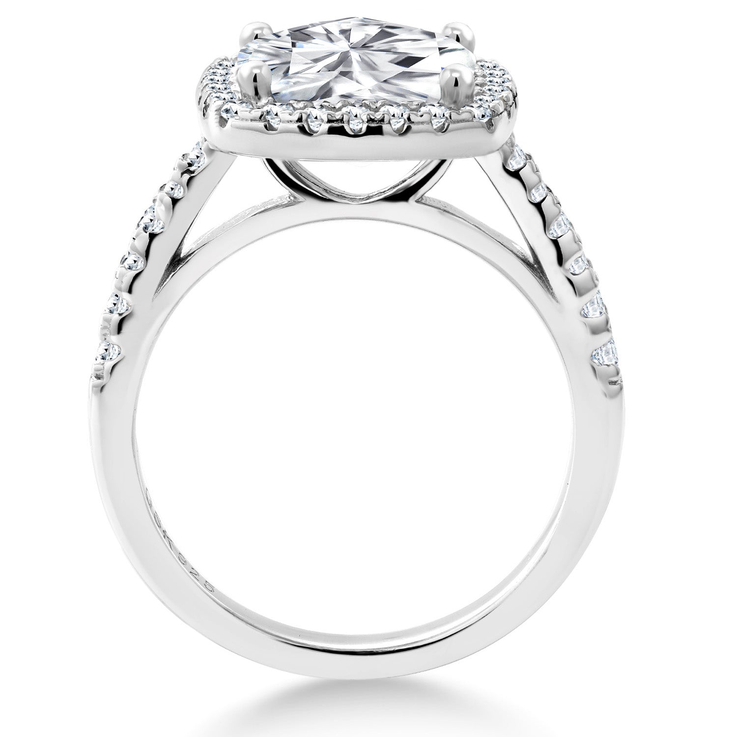 Moissanite and Created Sapphire_7_Ring in 925 Sterling Silver