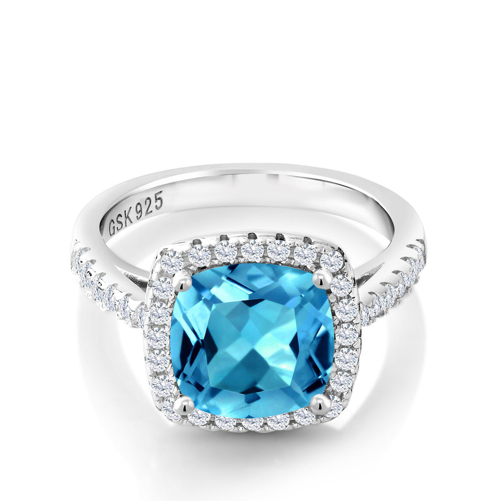 Swiss Blue Topaz - November_9_Ring in 925 Sterling Silver