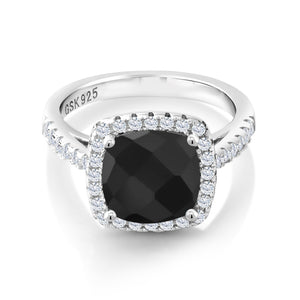 Onyx-Checkerboard - December_5_Ring in 925 Sterling Silver