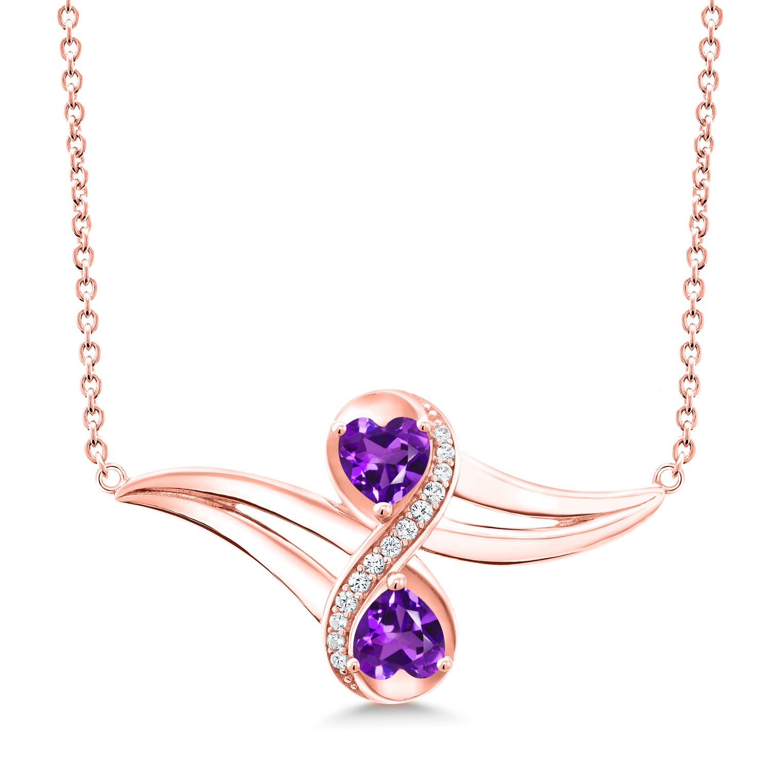 Amethyst - February_Necklace in 925 Rose Gold Plated Silver