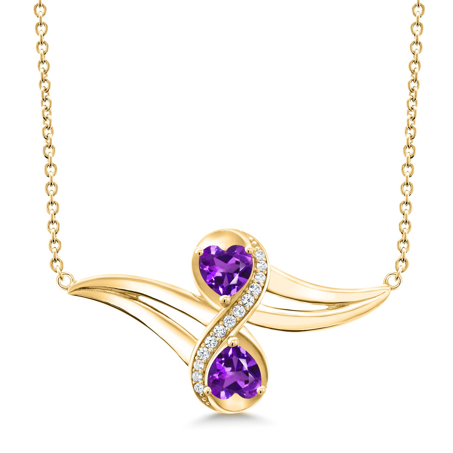 Amethyst - February_Necklace in 925 Yellow Gold Plated Silver