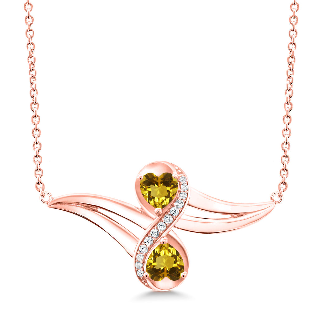 Citrine - November_Necklace in 925 Rose Gold Plated Silver