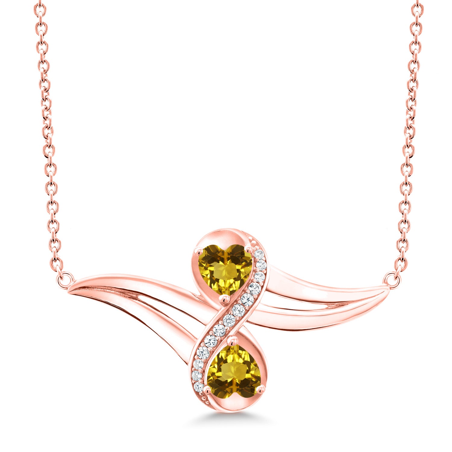 Citrine - November_Necklace in 925 Rose Gold Plated Silver