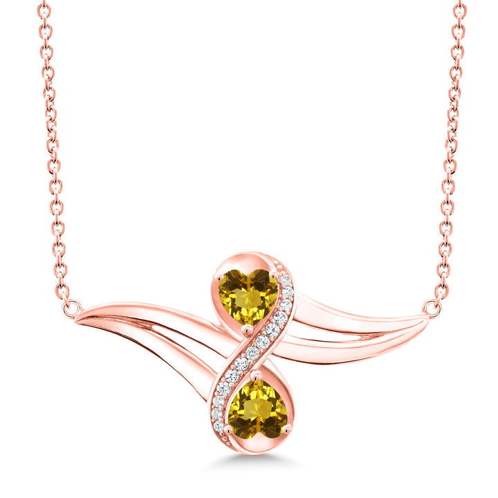Citrine - November_Necklace in 925 Rose Gold Plated Silver