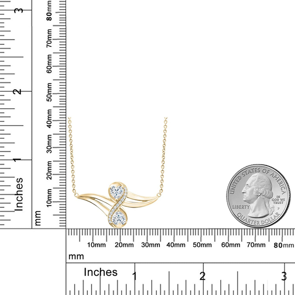 Moissanite and Created Sapphire_Necklace in 925 Yellow Gold Plated Silver