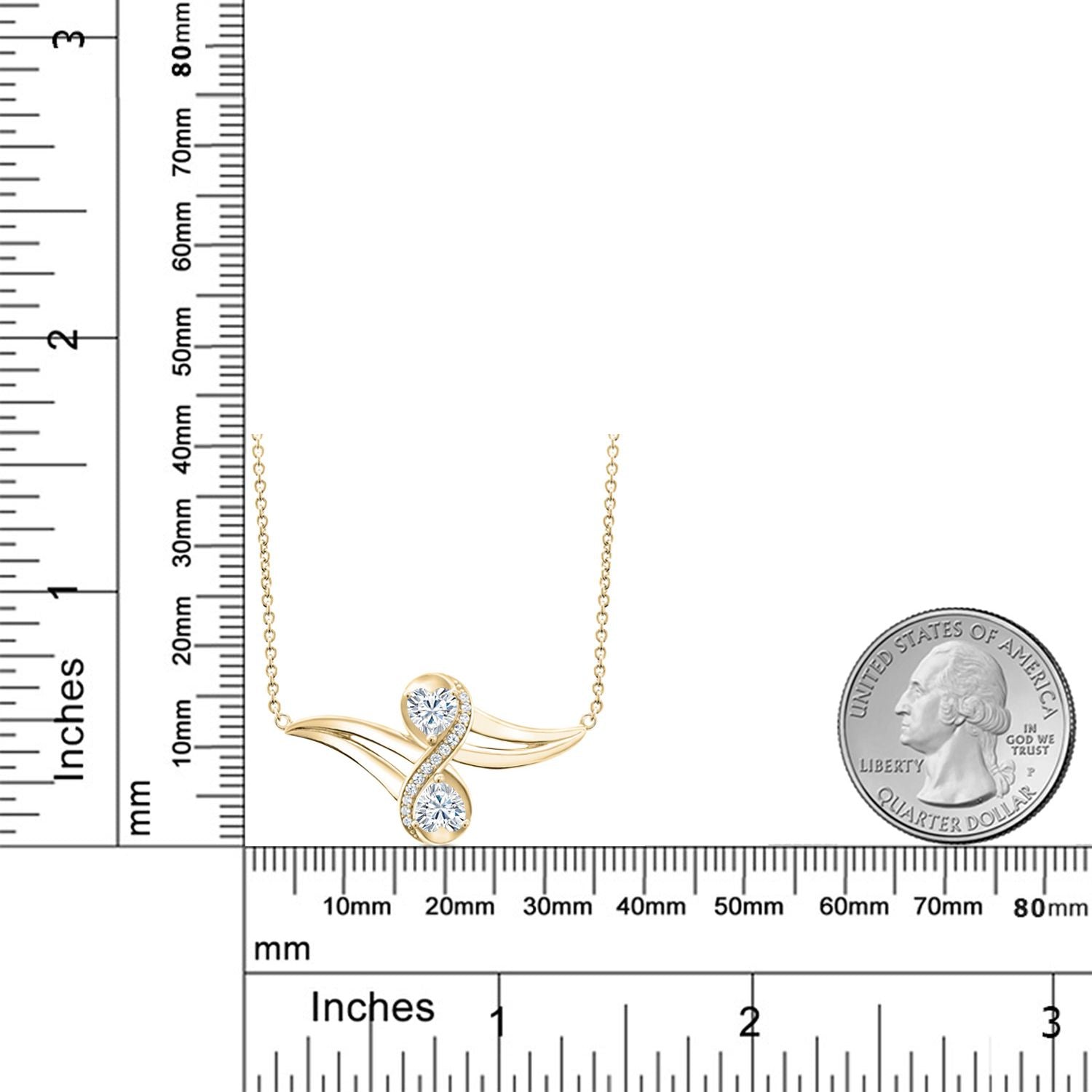 Moissanite and Created Sapphire_Necklace in 925 Yellow Gold Plated Silver