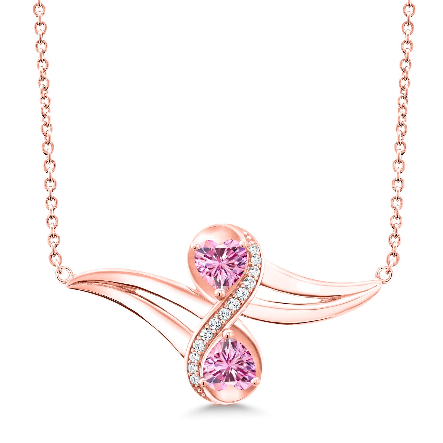 Pink Moissanite - April_Necklace in 925 Rose Gold Plated Silver