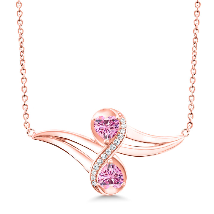 Pink Moissanite - April_Necklace in 925 Rose Gold Plated Silver